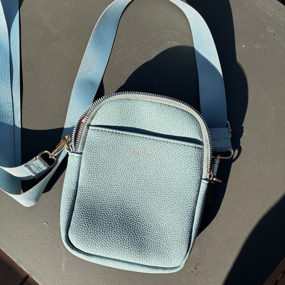 Kedzie Sky Blue Faux Leather Crossbody Purse Handbag